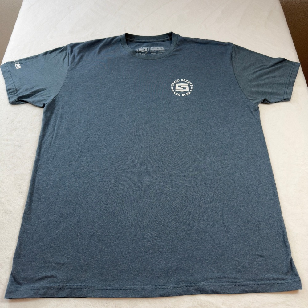 Speed Society Car Club T-Shirt Mens XL Blue Good Vibes Great Drives Graphic Tee
